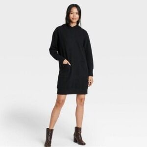 NWT Target Who What Wear Women's Black Hoodie Dress. Size xs